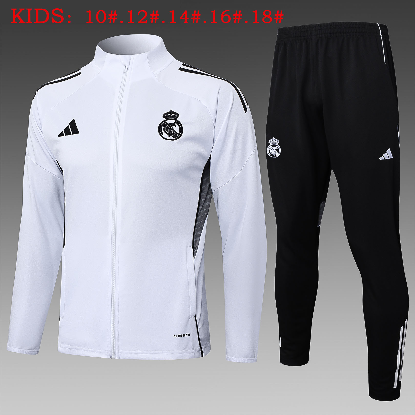 25-26 Season Real Madrid White Color Youth Kids Football Tracksuit