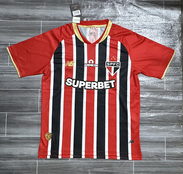 25-26 Season Sao Paulo Away Red-Black Color Soccer Jersey