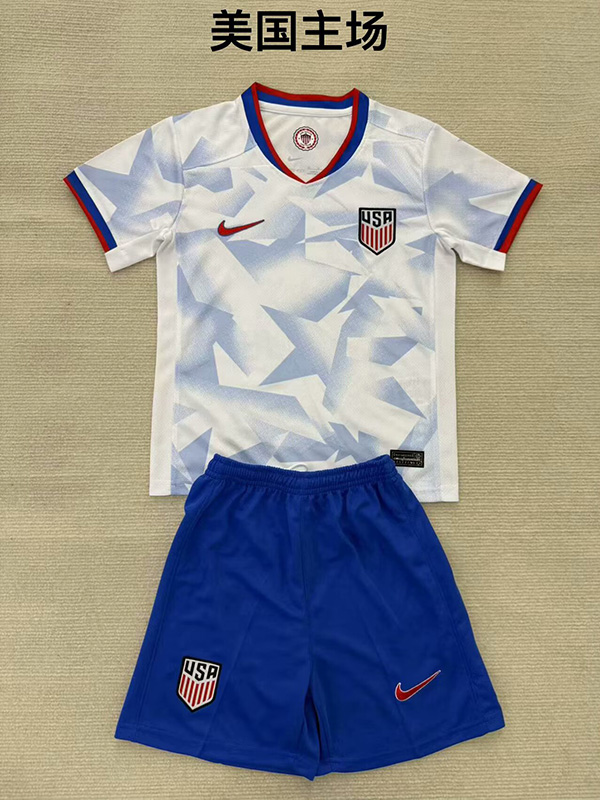 25-26 Season United States Home White Color Kids Football Uniform