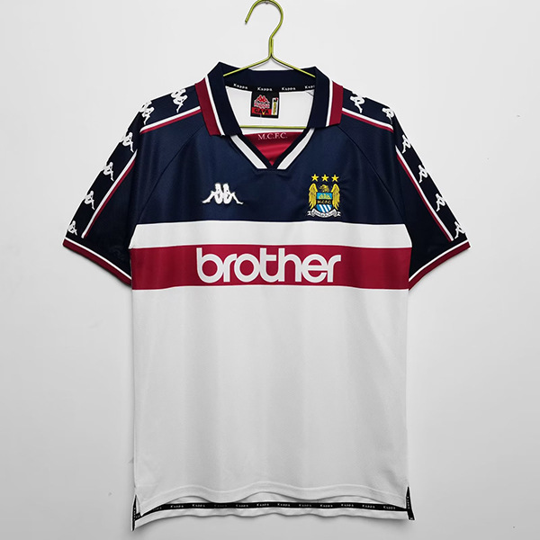 1997-1998 Season Manchester City Away White Color Football Retro Jersey