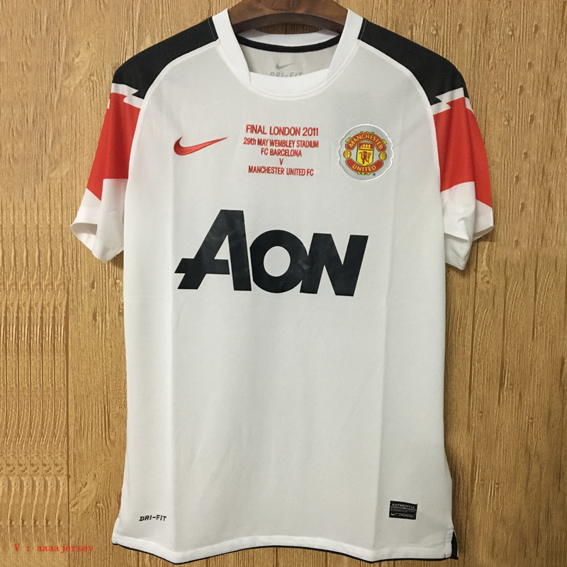 2010-2011 Season Manchester United Away White Color Football Shirt Top Thailand Quality Man United Retro Jersey