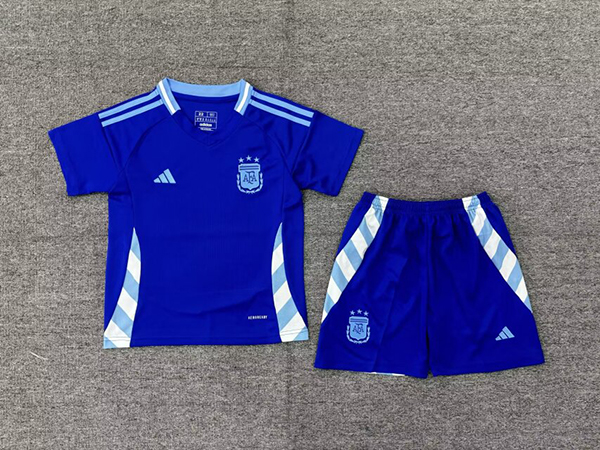 24-25 Season Argentina Away Blue Color Youth Kids Football Uniform