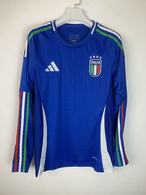 2024 Euro Cup Italy Home Blue Color Long Sleeve Football Jersey