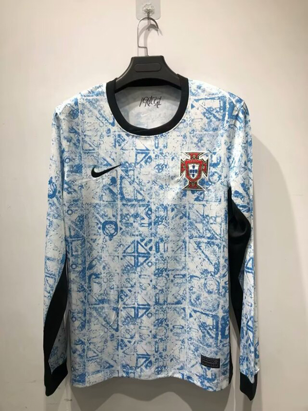 2024 Euro Cup Portugal Away Light-Blue Long Sleeve Football Jersey