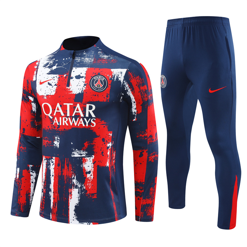 24-25 Season PSG Red-Blue Color Football Sweater Set